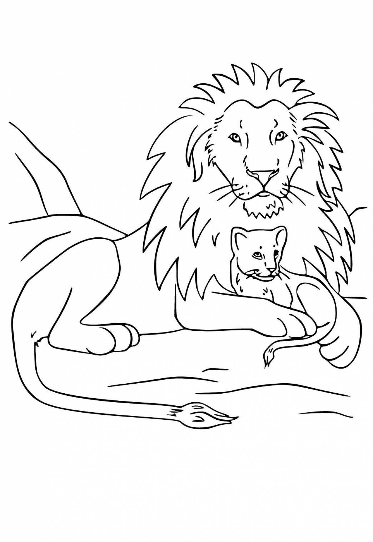 Generous lion coloring page for children 6-7 years old