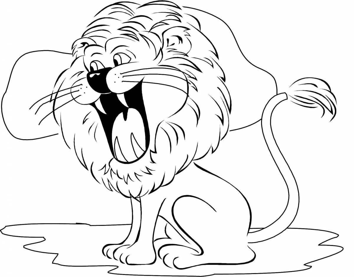 Generous lion coloring page for children 6-7 years old