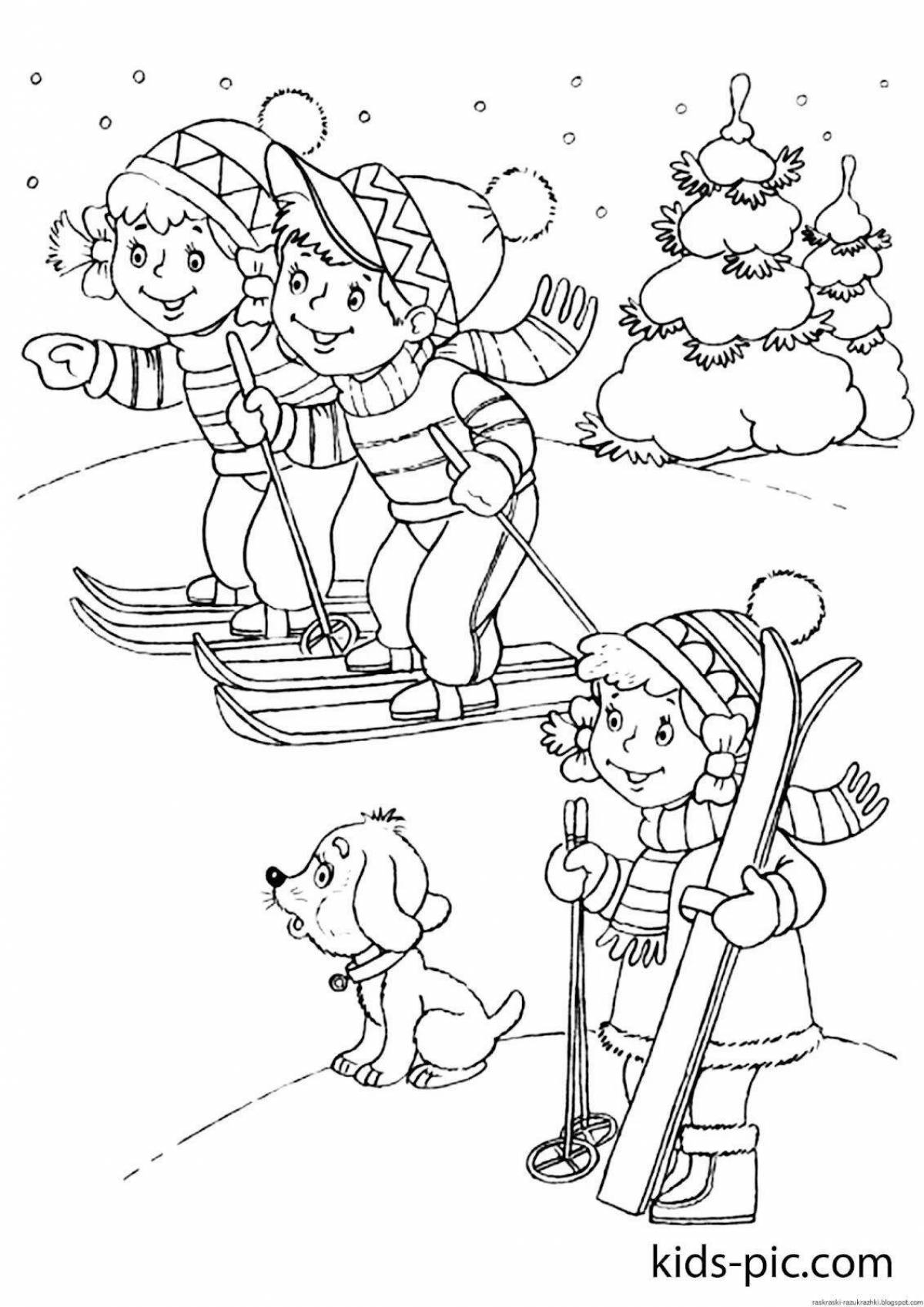 Exquisite winter fun coloring book for 6 year olds