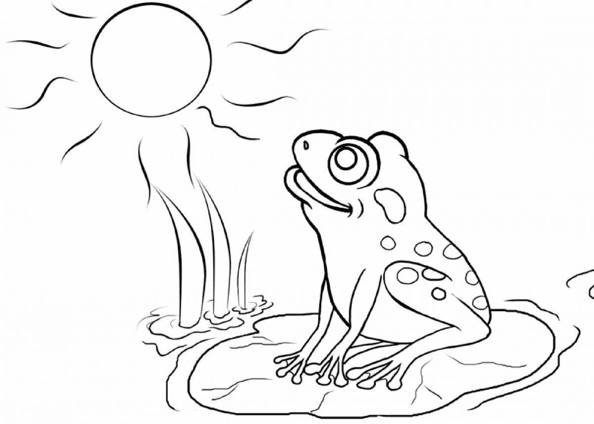Colourful travel frog coloring page