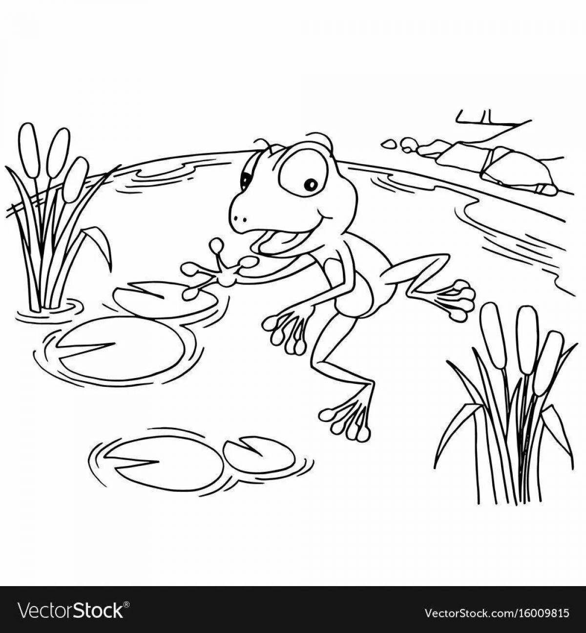 Восхитительная страница раскраски лягушки-путешественницы