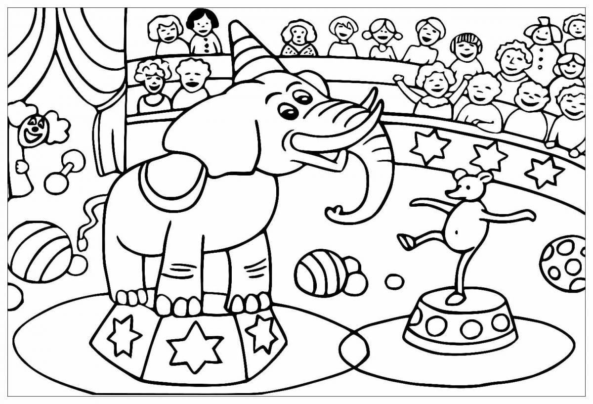 Stimulating circus coloring book for youth