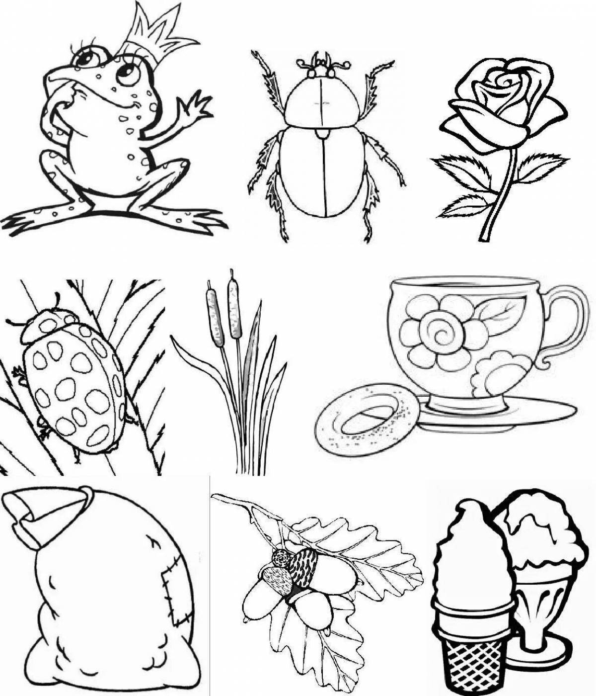 Sh-beginning word shiny coloring page