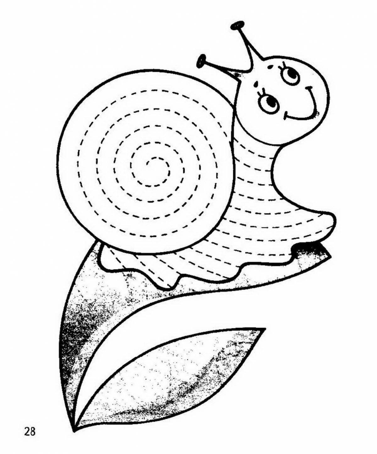Fun coloring book with snails for kids