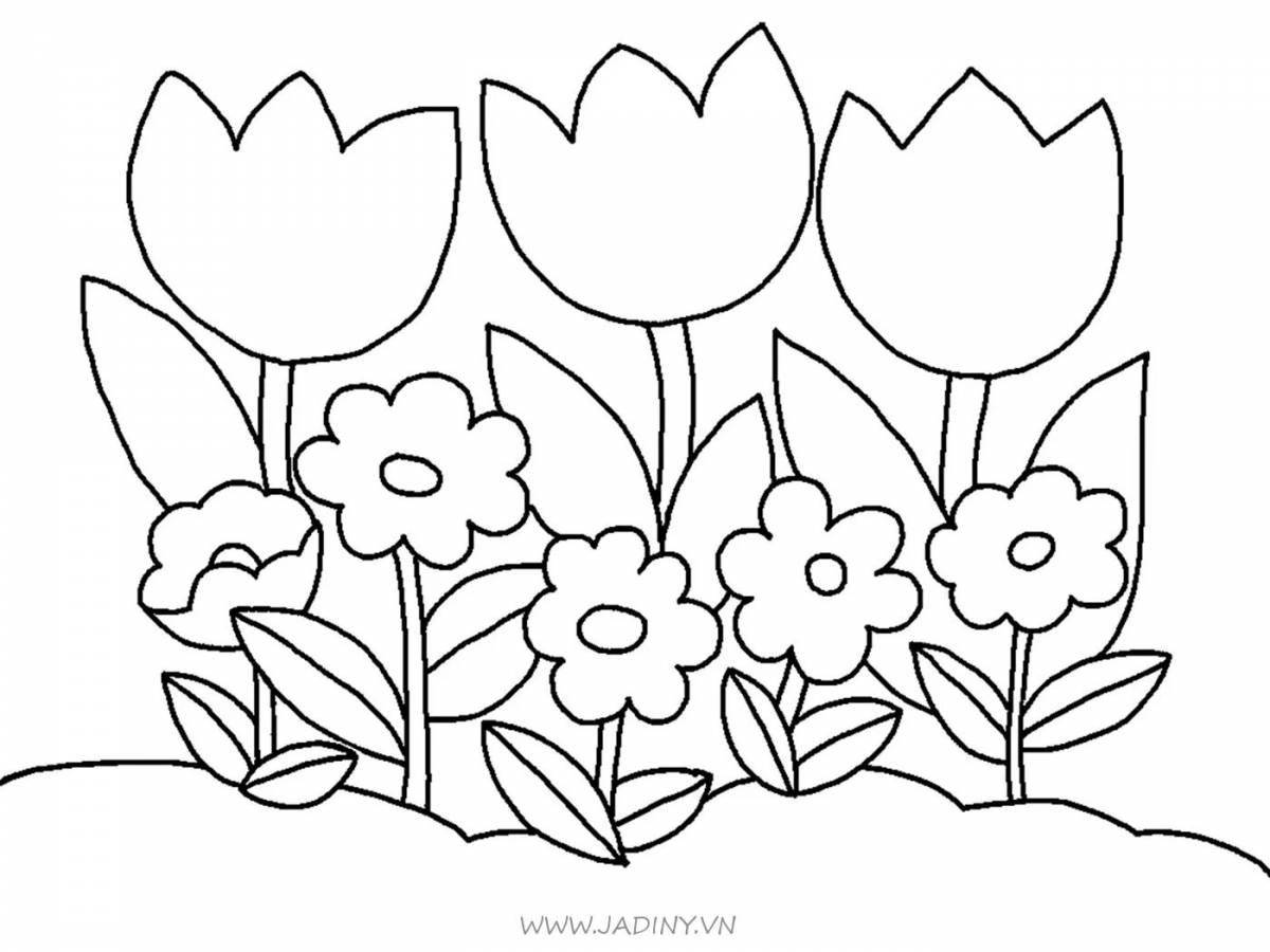 Joyful coloring flowers for children 4-5 years old