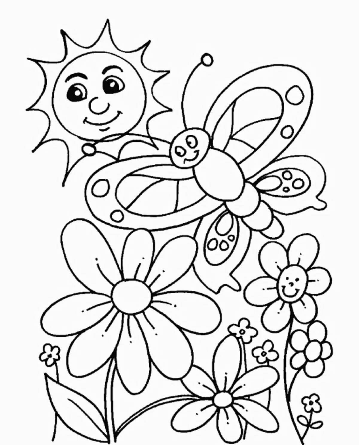Violent coloring flowers for children 4-5 years old