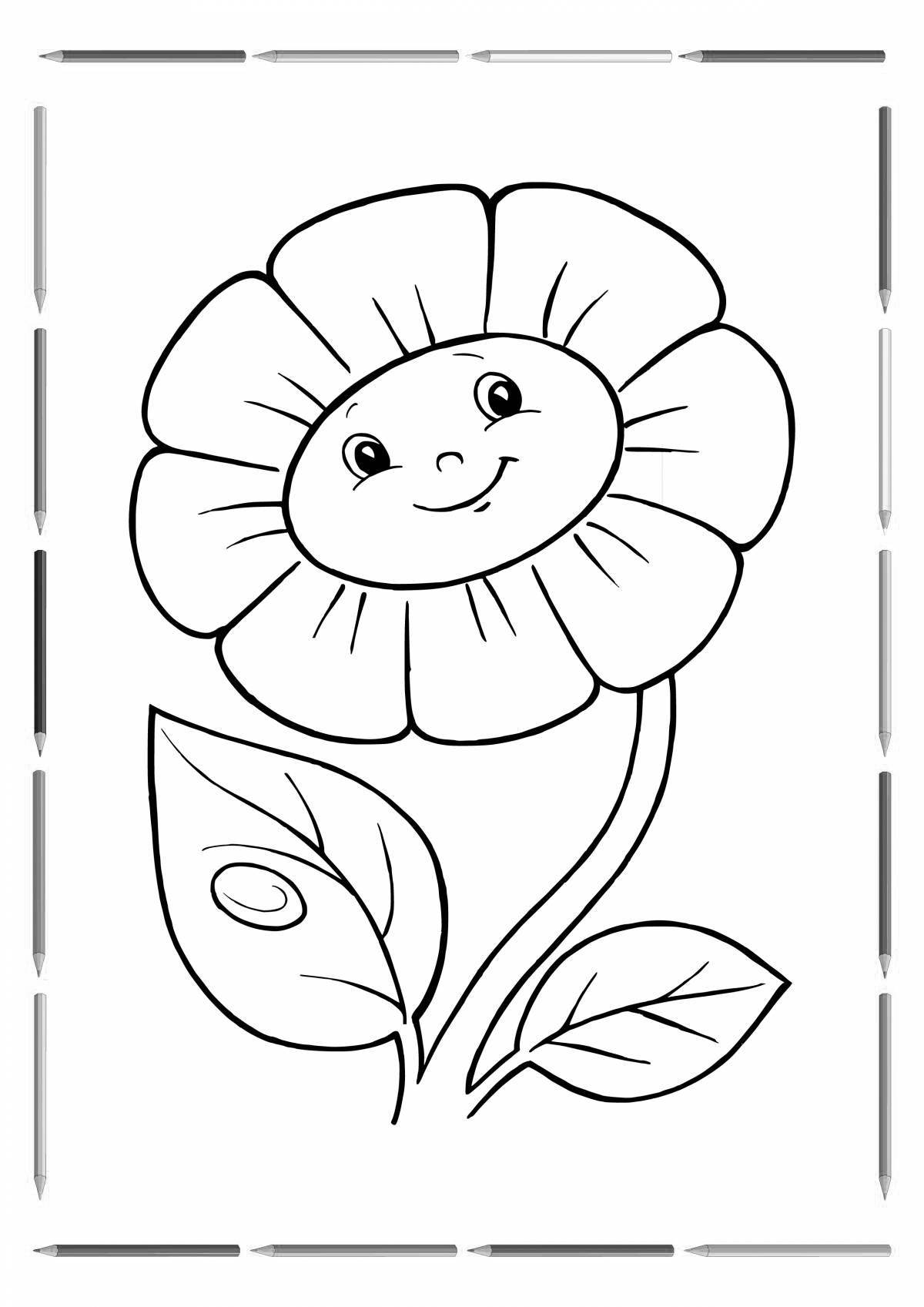 Fun coloring book flowers for children 4-5 years old