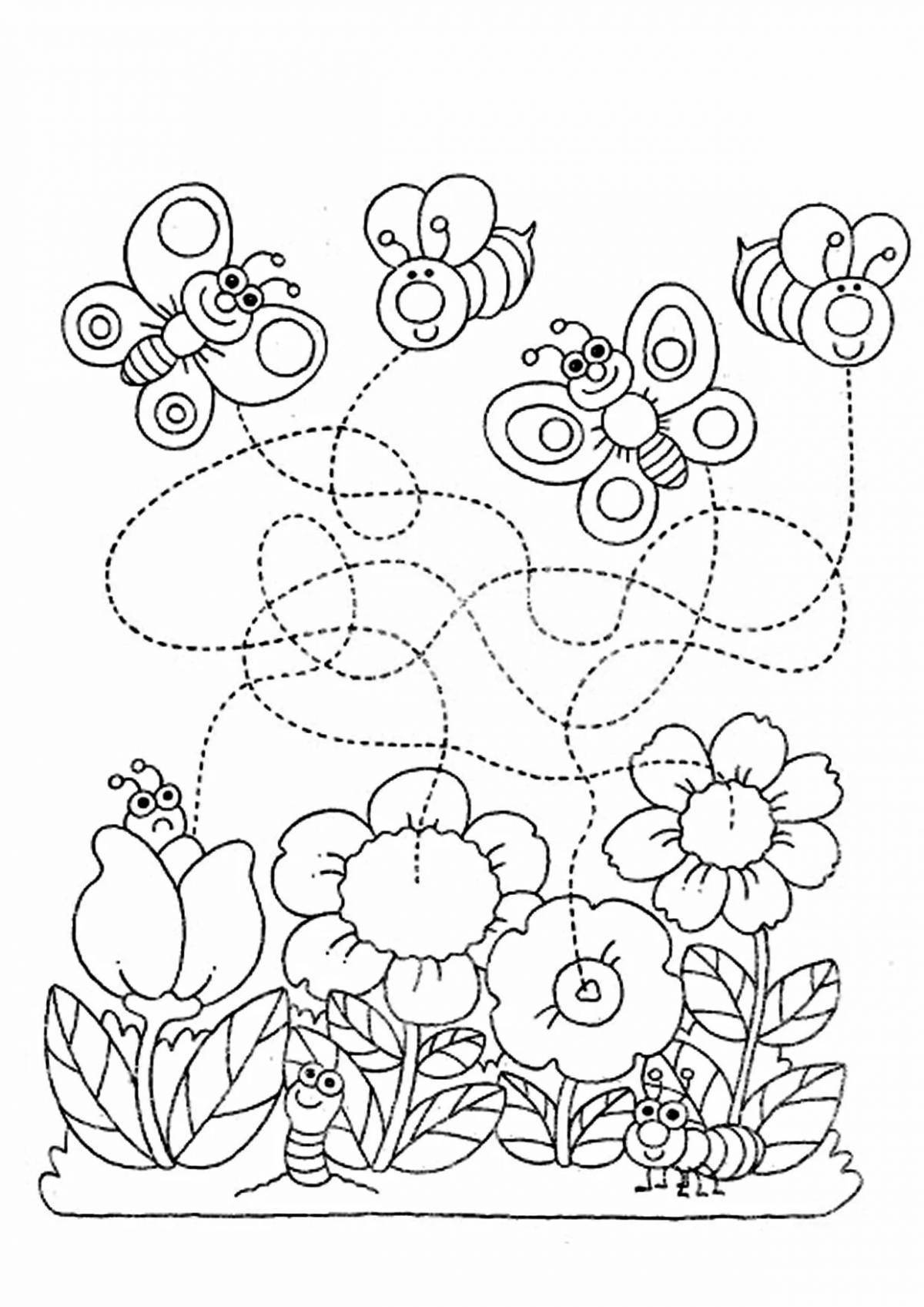 Colorful coloring book for developing fine motor skills
