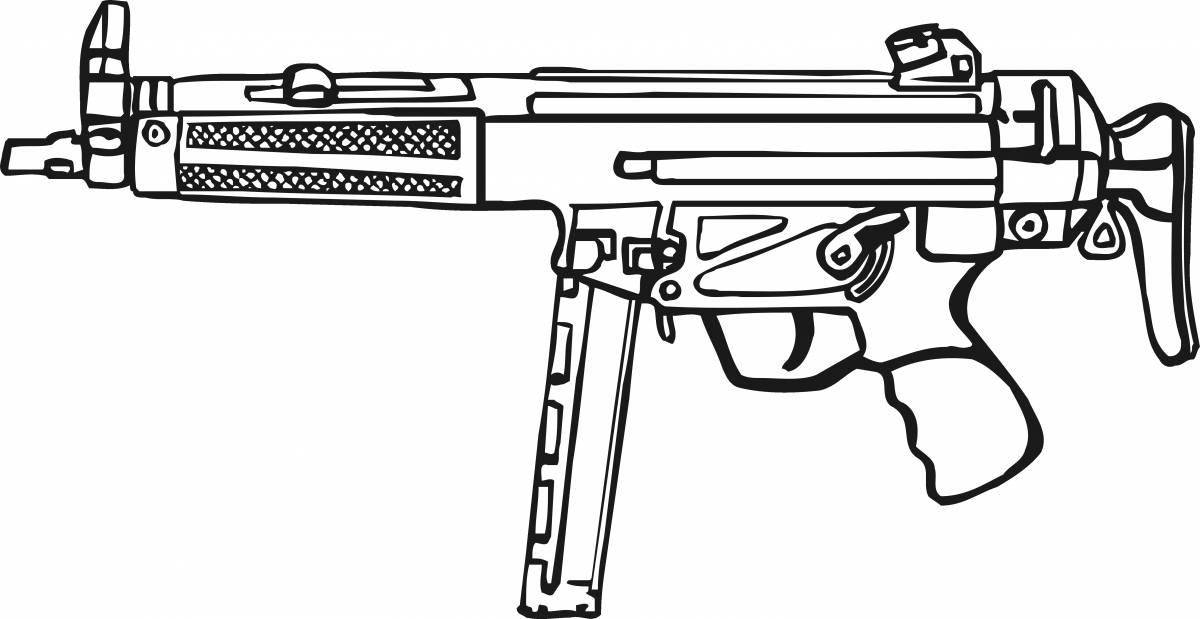 Generous coloring book for boys with pistols and machine guns