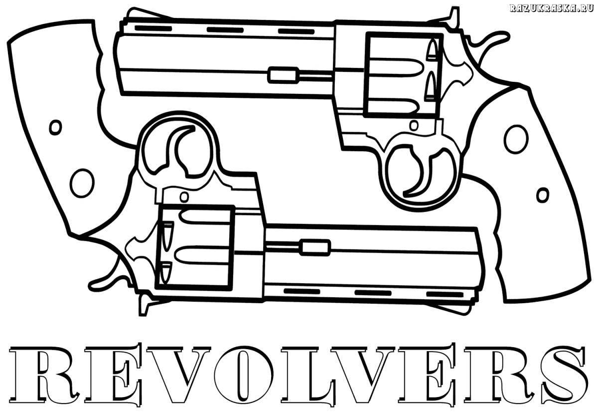 Attractive coloring book for boys with pistols and machine guns