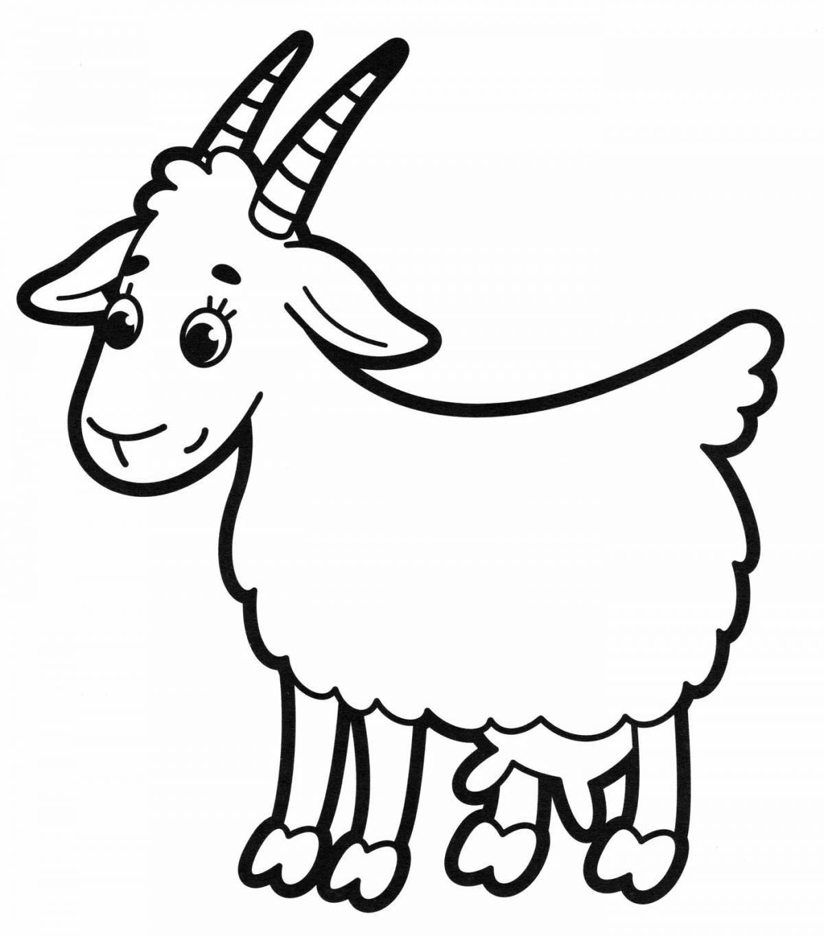 Photo Adorable goat coloring book for kids 5-6 years old