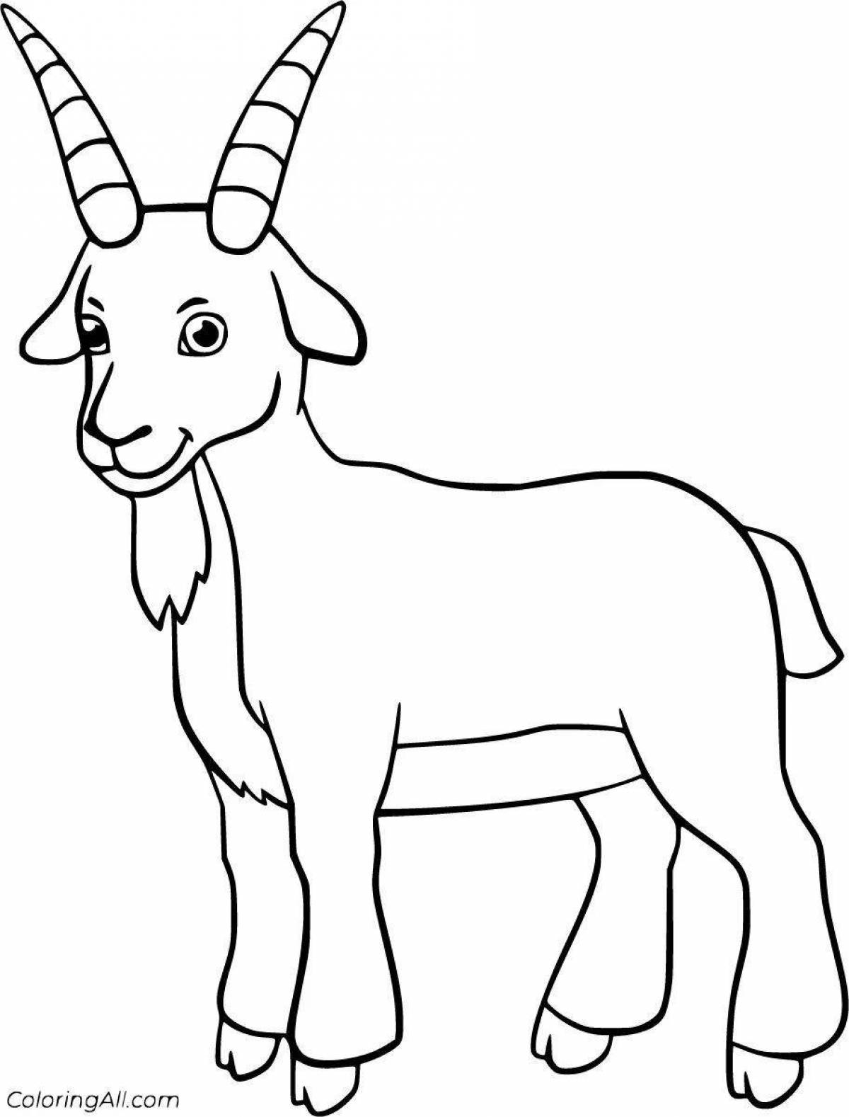 Яркая раскраска козла для детей 5-6 лет