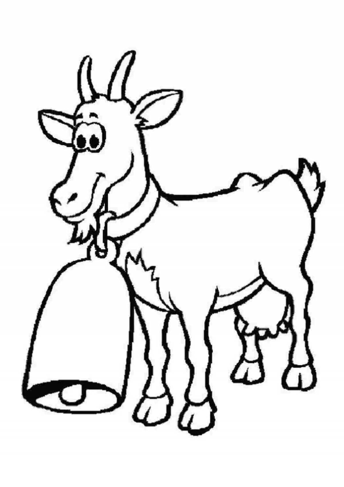 Photo Coloring book happy goat for children 5-6 years old