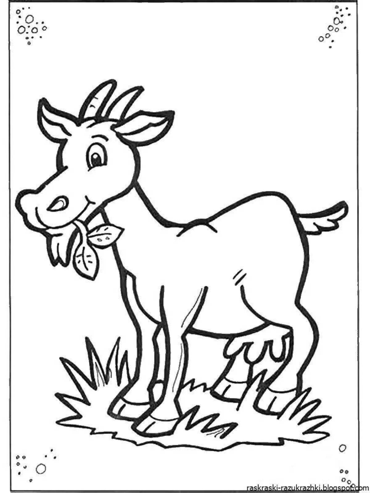 Раскраска очаровательная коза для детей 5-6 лет
