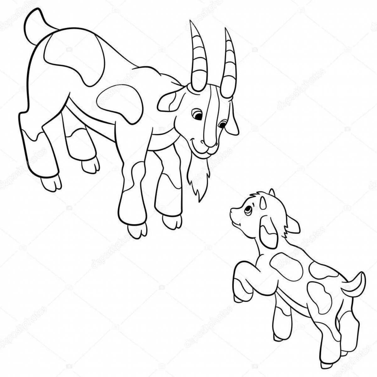 Креативная раскраска с козой для детей 5-6 лет