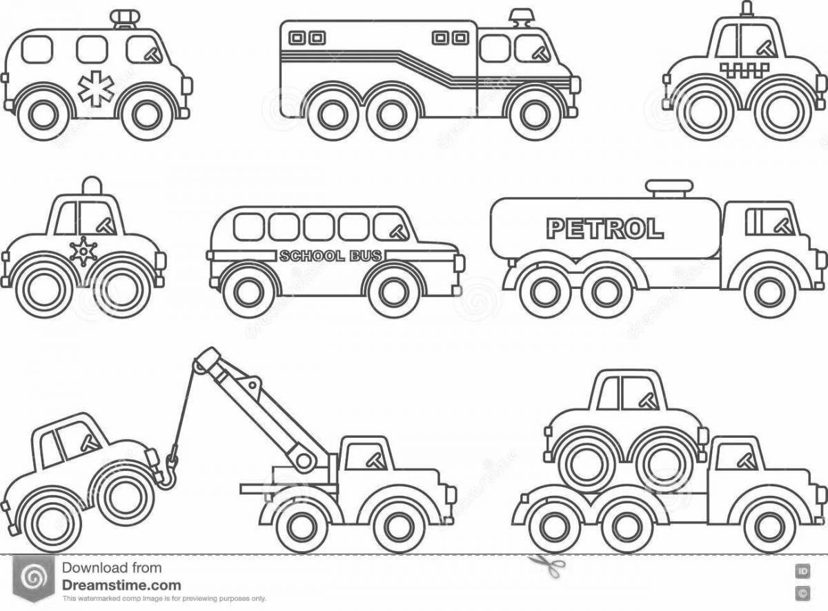 Фантастическая страница раскраски специального транспорта