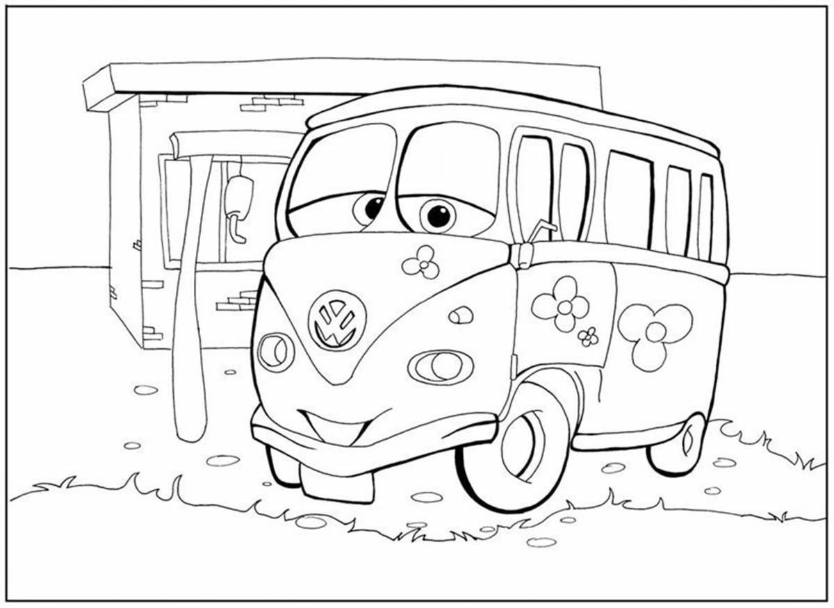 Dynamic cars and buses coloring page