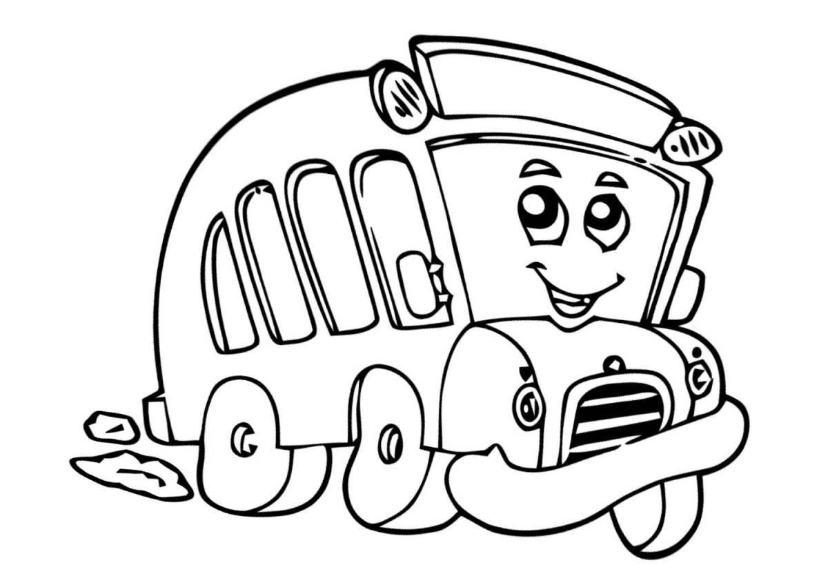 Dazzling cars and buses coloring page