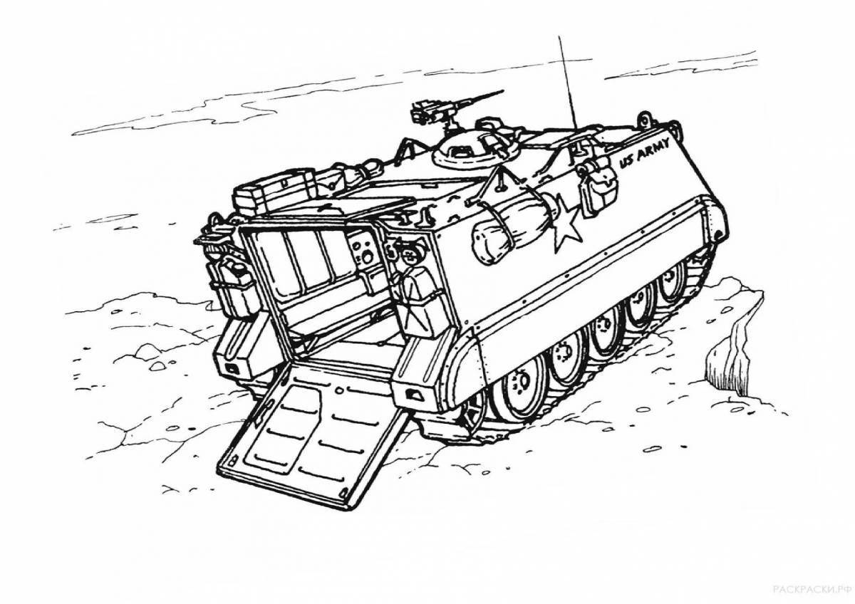 Adorable military vehicle coloring book for kids