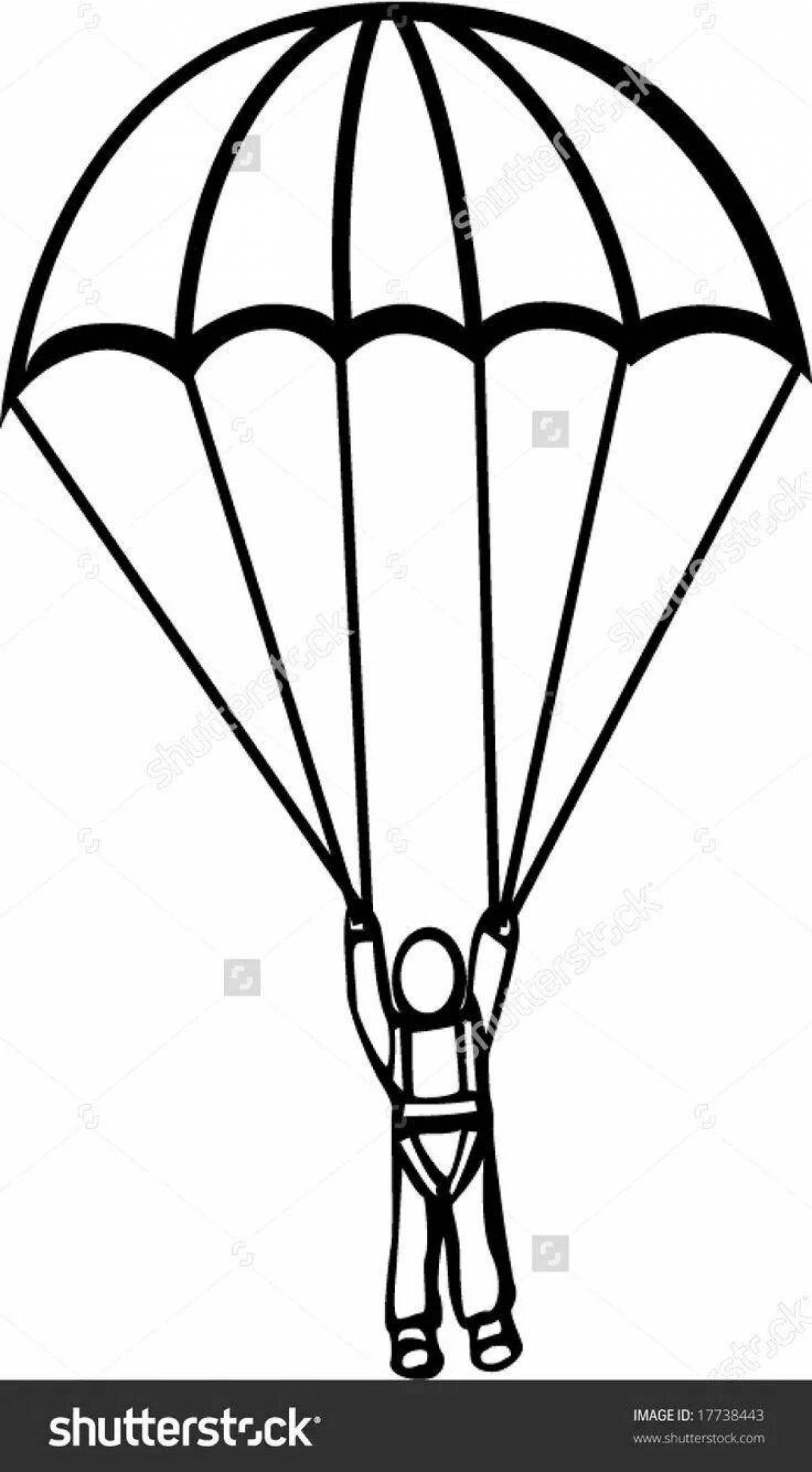 Сказочная страница раскраски парашютиста для детей