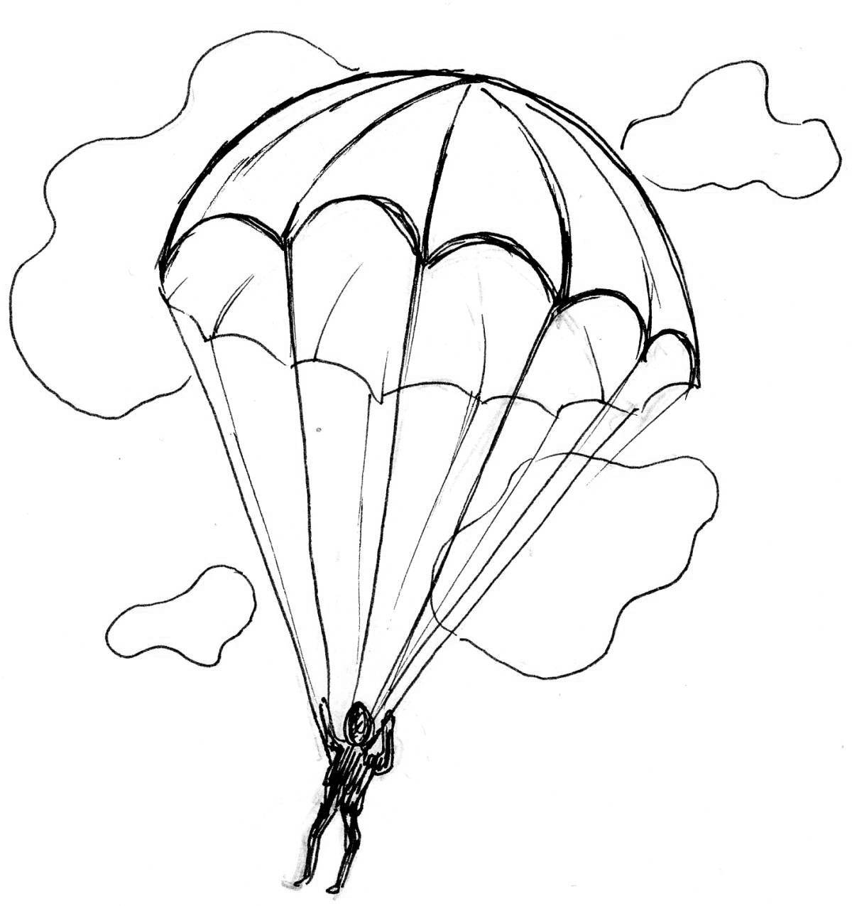 Очаровательная парашютистка-раскраска для детей