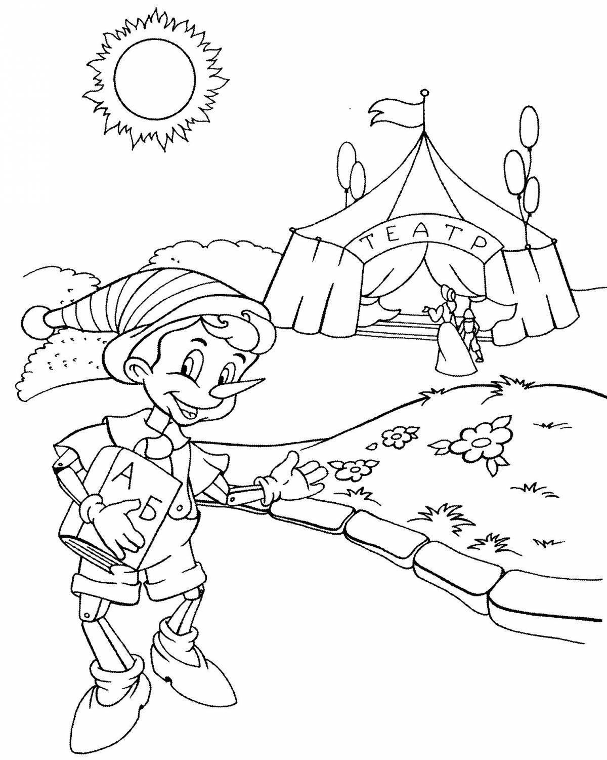Очаровательный пиноккио раскраска для детей 6-7 лет