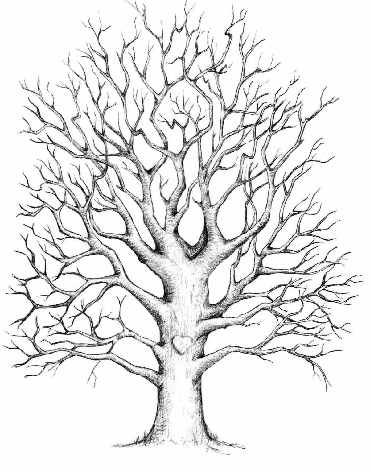 Joyful drawing of a sprawling tree