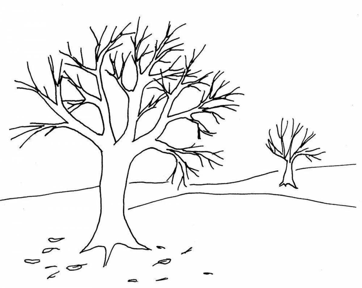Attractive sprawling tree coloring page