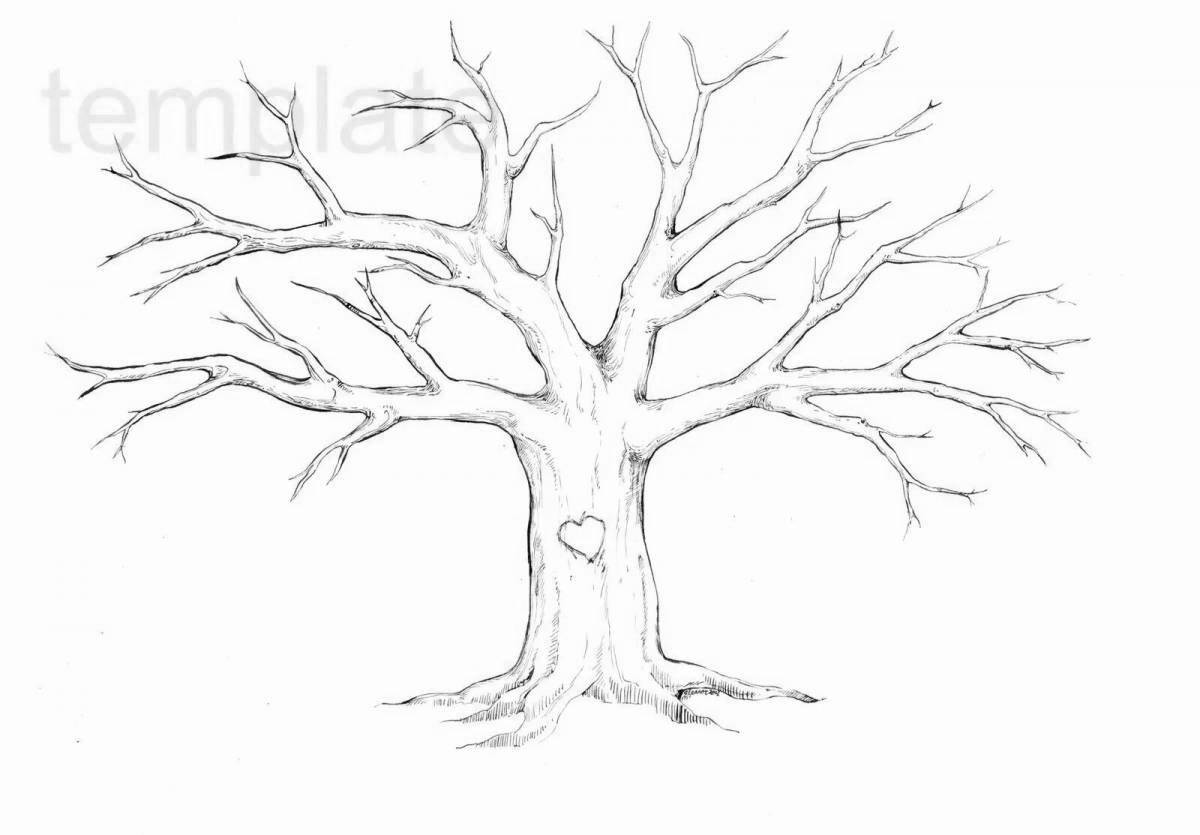 Coloring page graceful sprawling tree