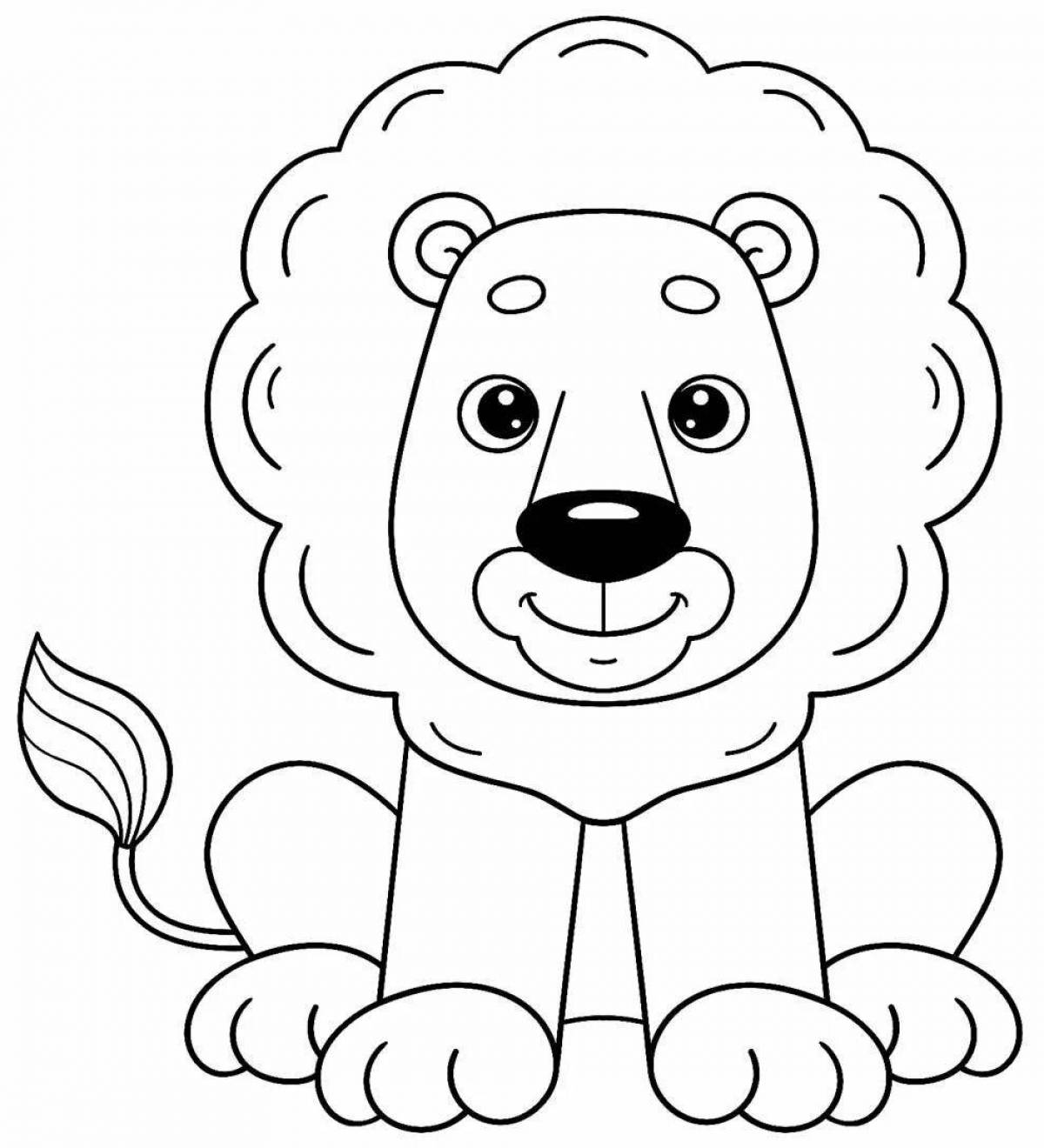 Colorful lion cub coloring page for kids