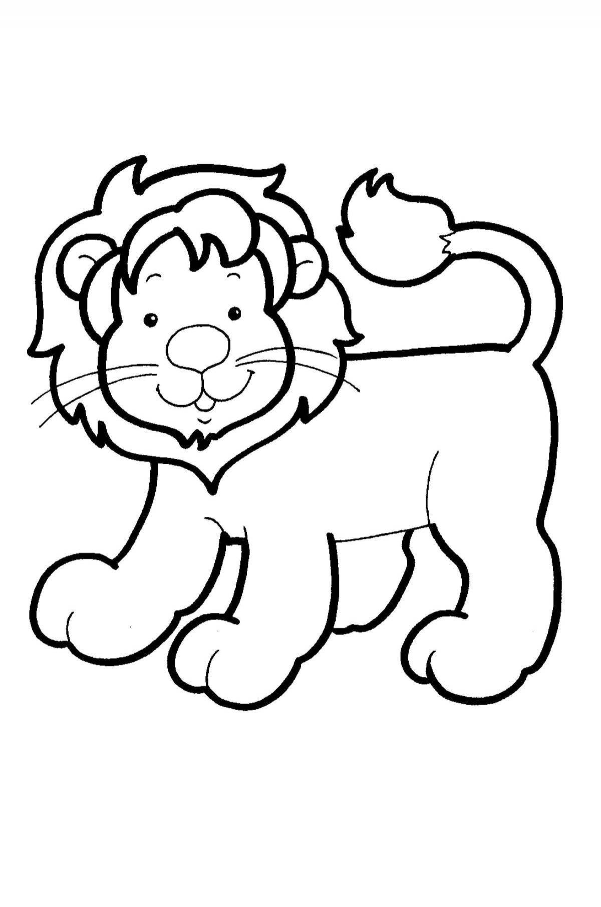 Яркая раскраска львенка для дошкольников