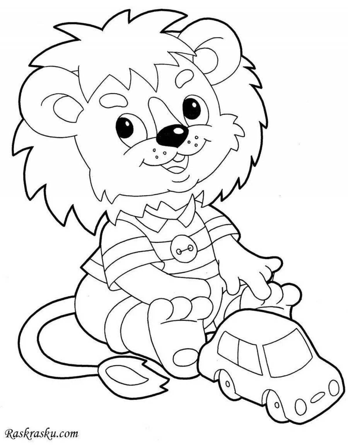 Cute lion coloring for kids