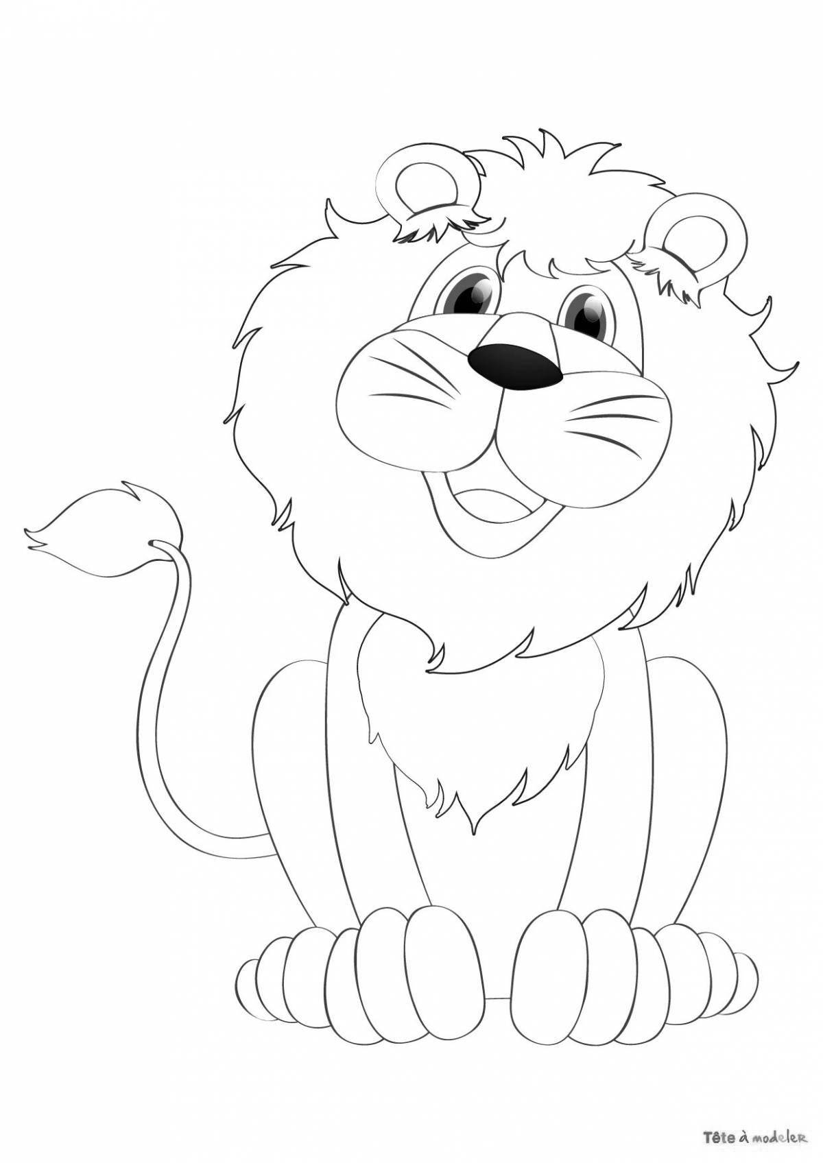 Cute lion coloring for kids