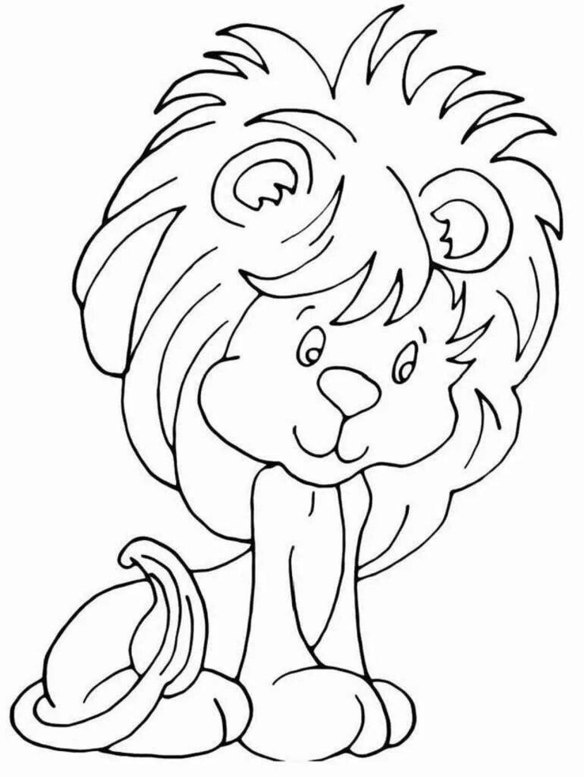 Adorable lion cub coloring book for 3-4 year olds