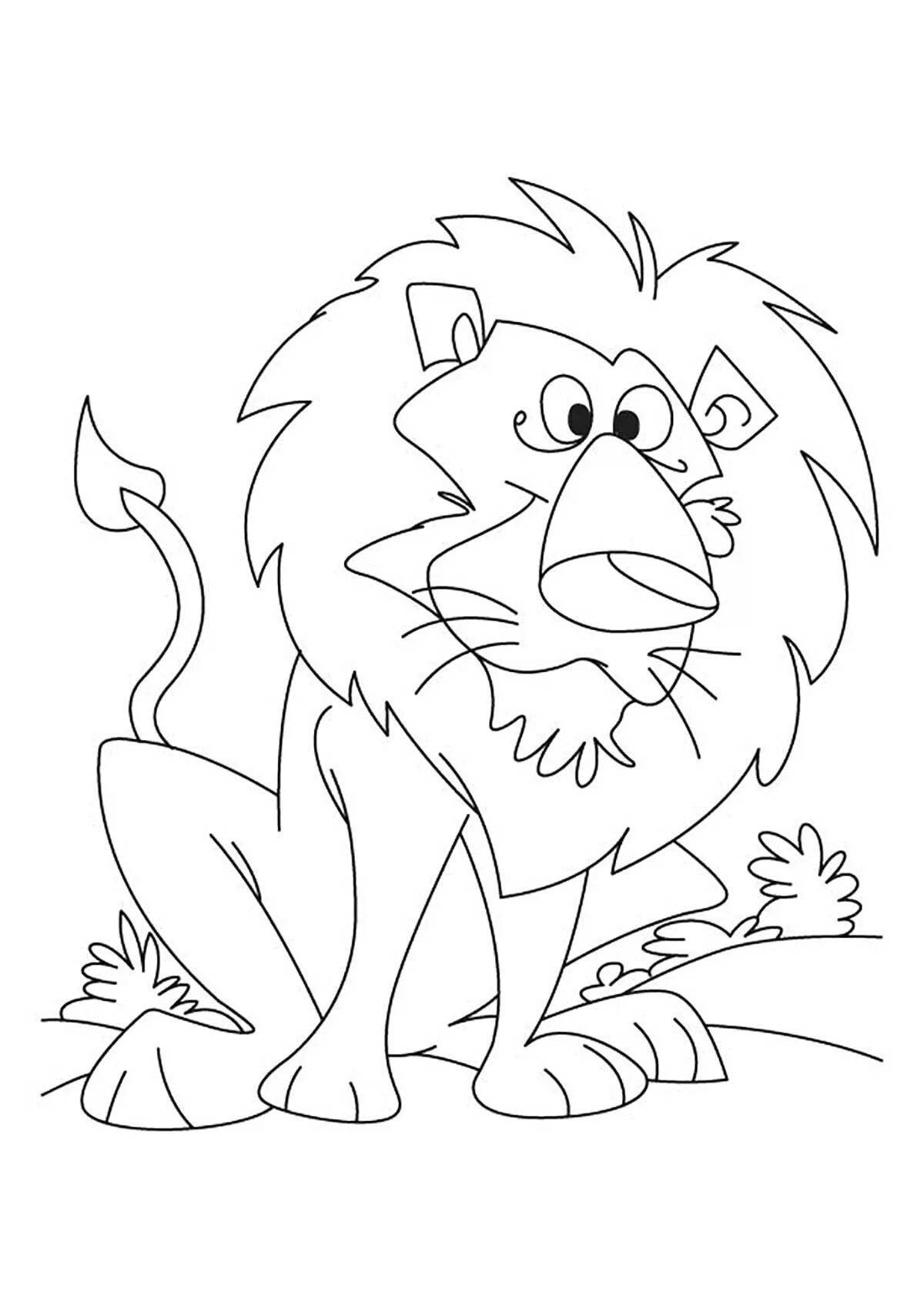 Adorable lion cub coloring book for kids