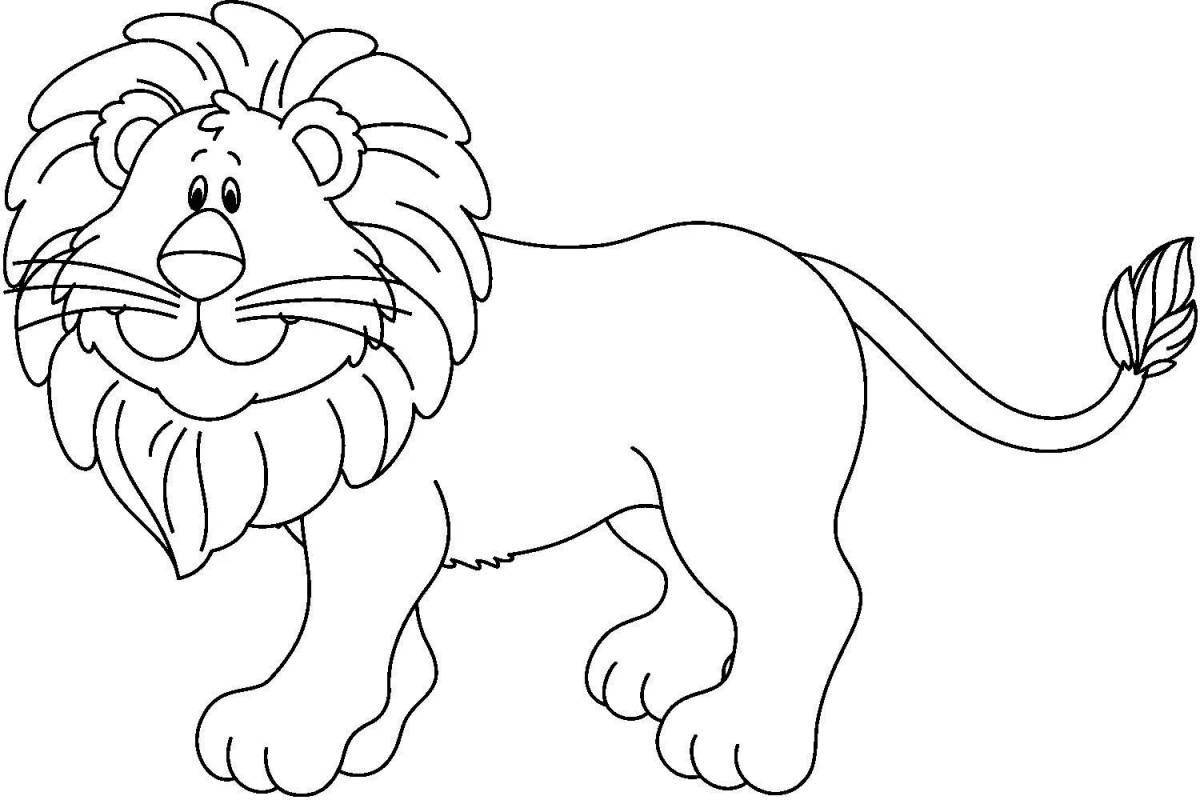 Colorful lion cub coloring for kids
