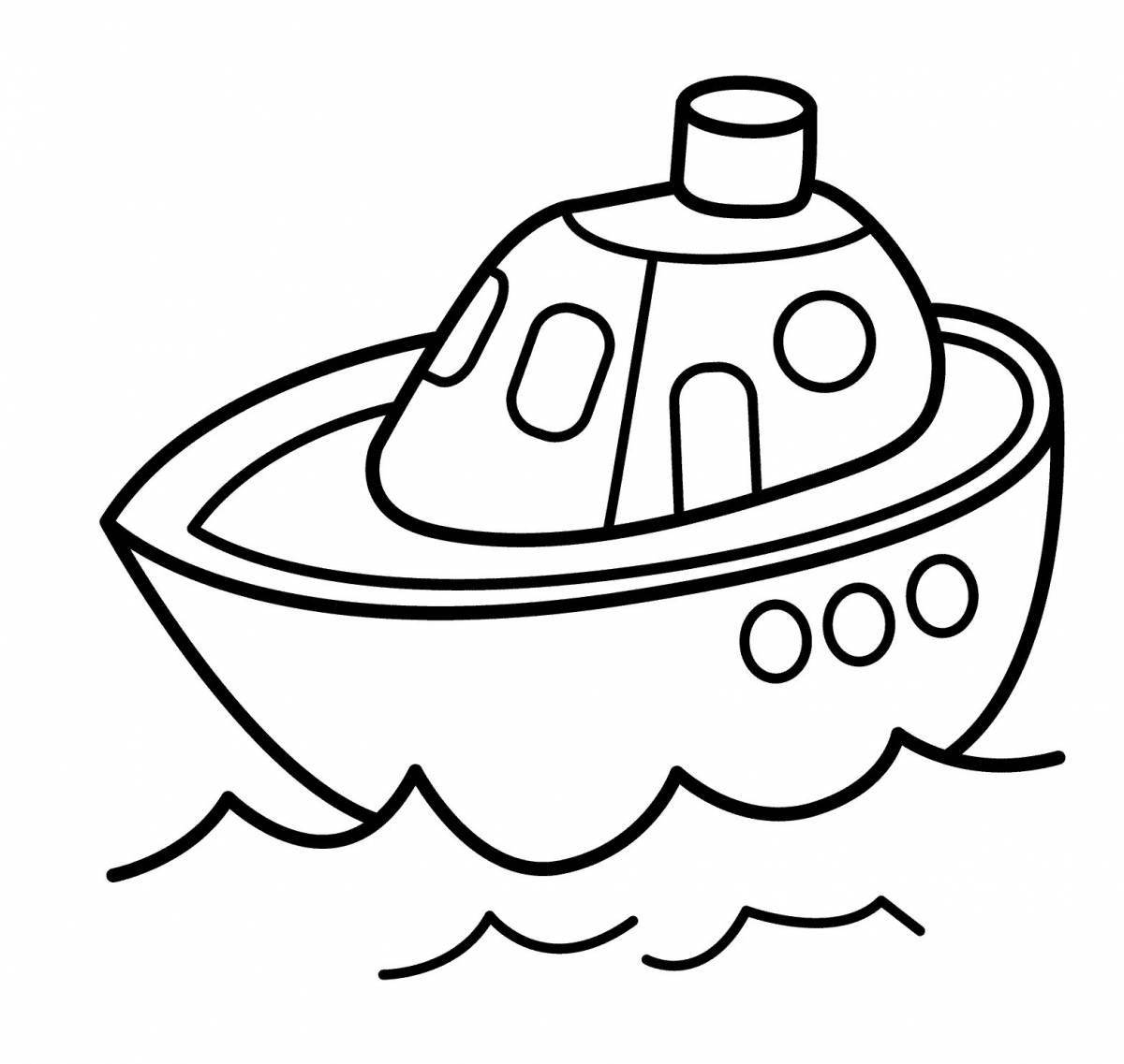 Colorful boat coloring page for 2-3 year olds