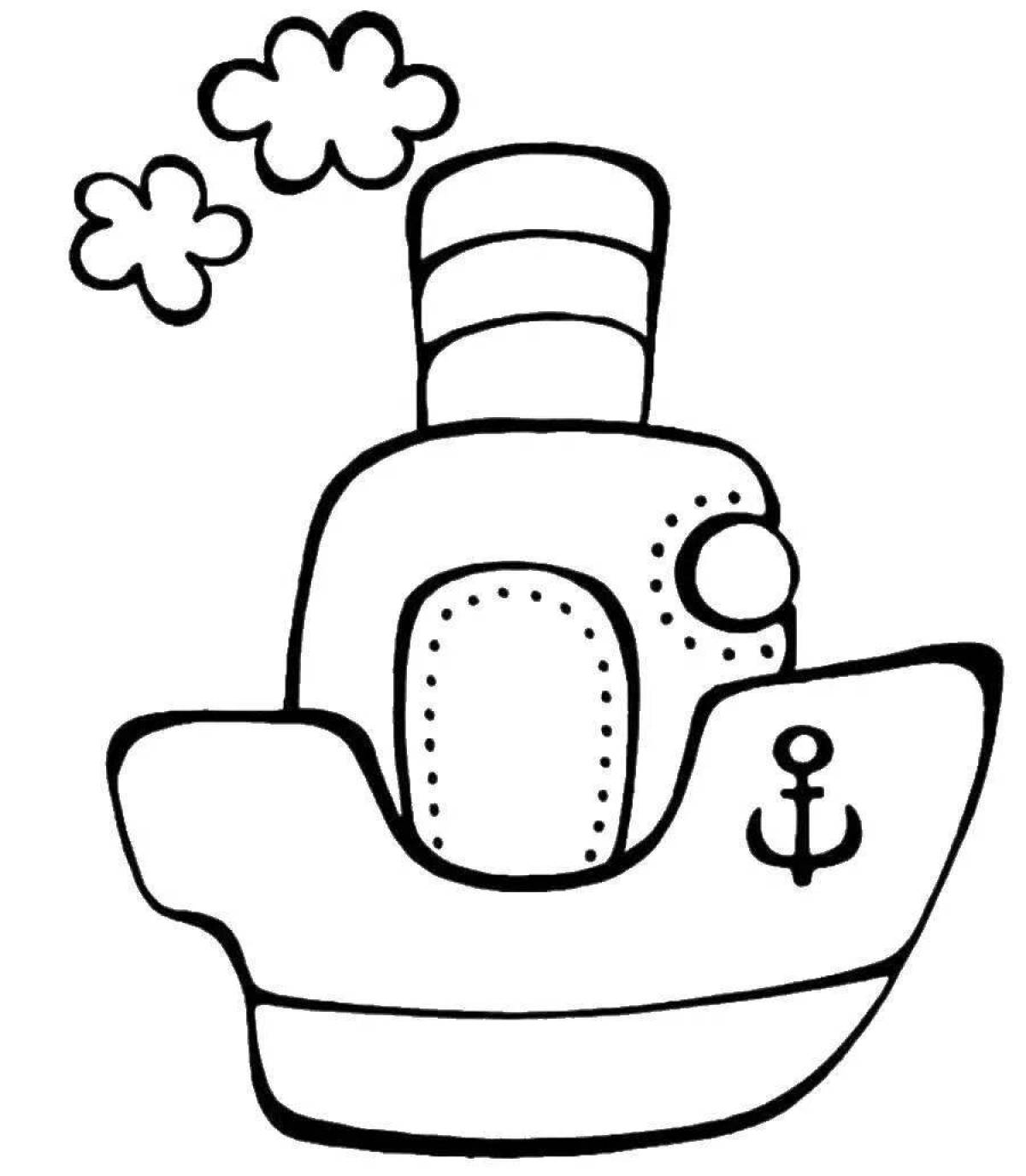 Fun boat coloring for 2-3 year olds