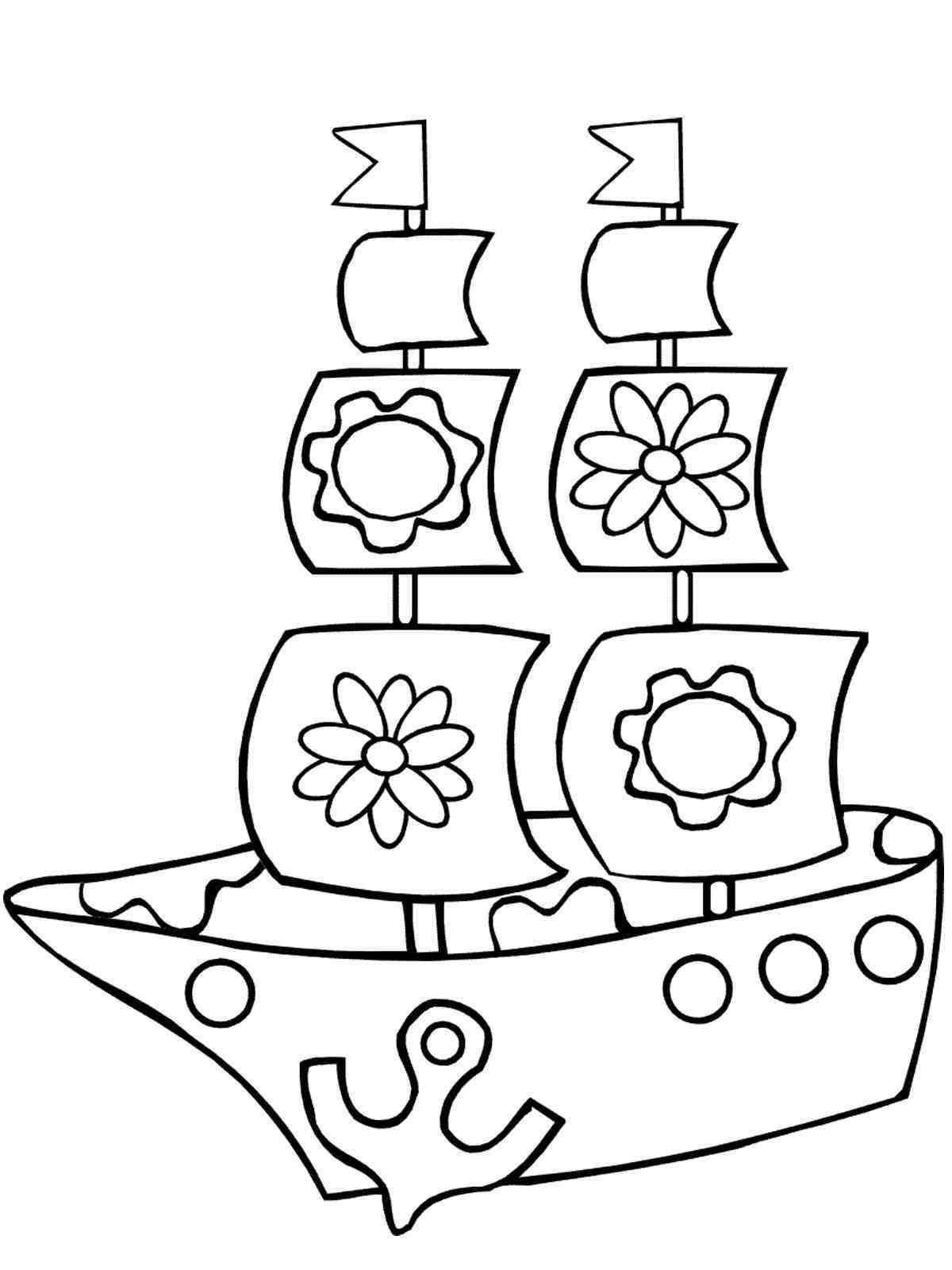 Яркая раскраска лодки для детей 2-3 лет