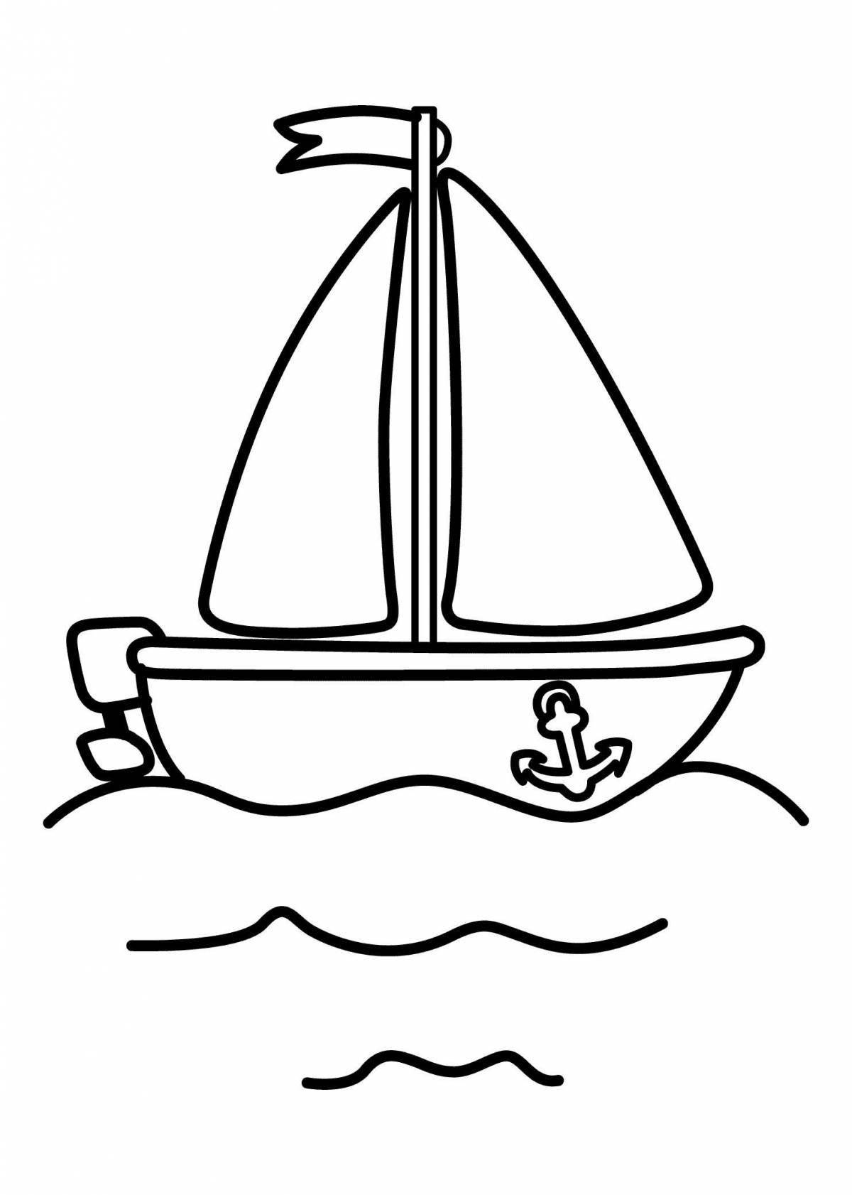 Amusing boat coloring book for 2-3 year olds