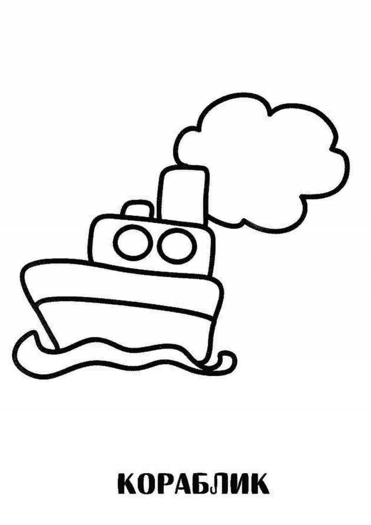 Adorable boat coloring book for 2-3 year olds