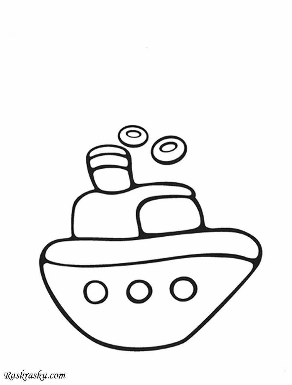 Сказочная раскраска лодки для детей 2-3 лет