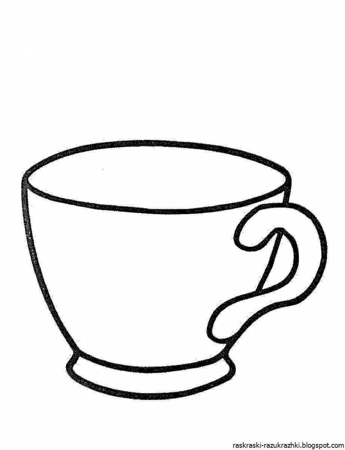 Fun cup coloring page on transparent background