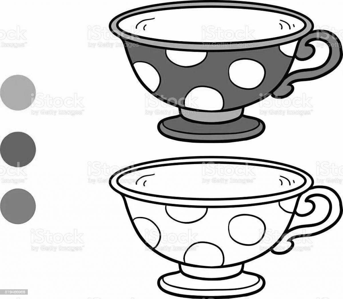 Coloring splendid cup on a transparent background