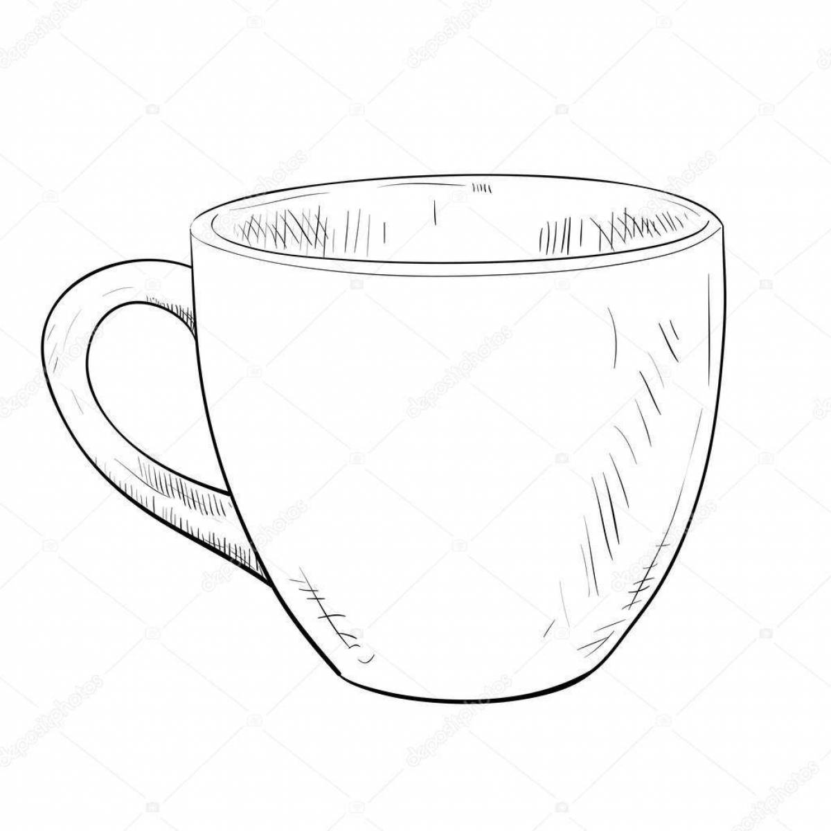 Coloring page nice cup on a transparent background