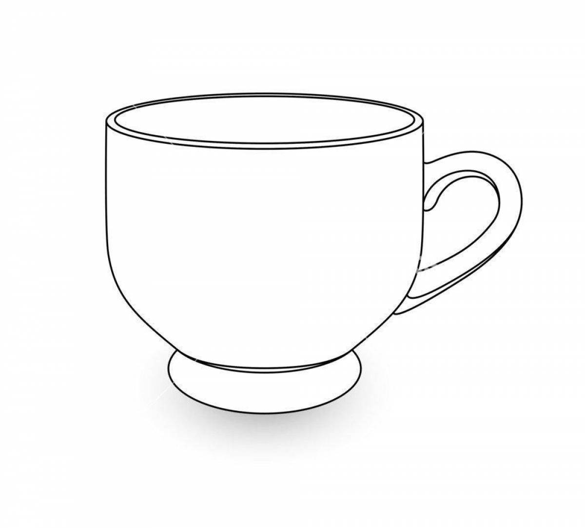 Coloring book inviting cup on a transparent background