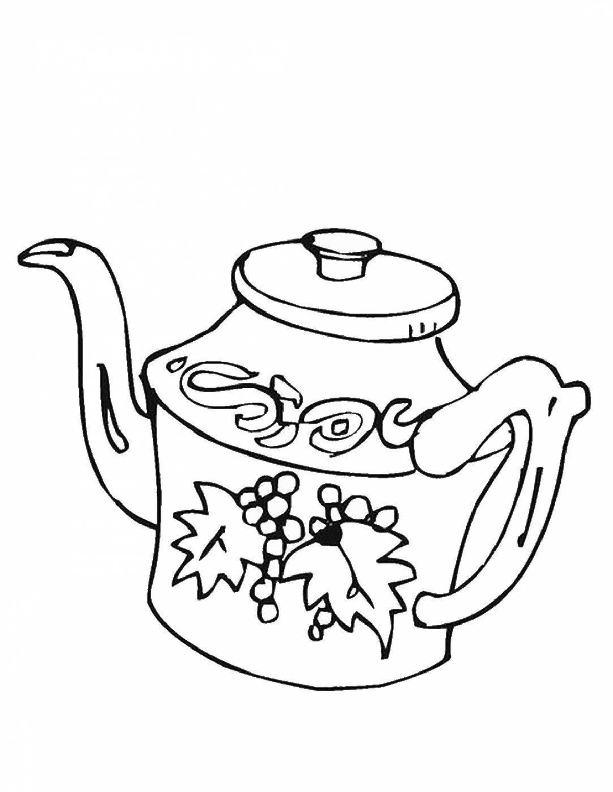 Раскраска «радостный чайник» для детей 4-5 лет