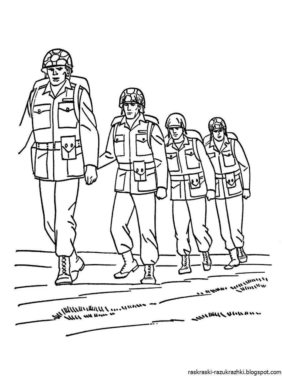 Joyful army coloring page