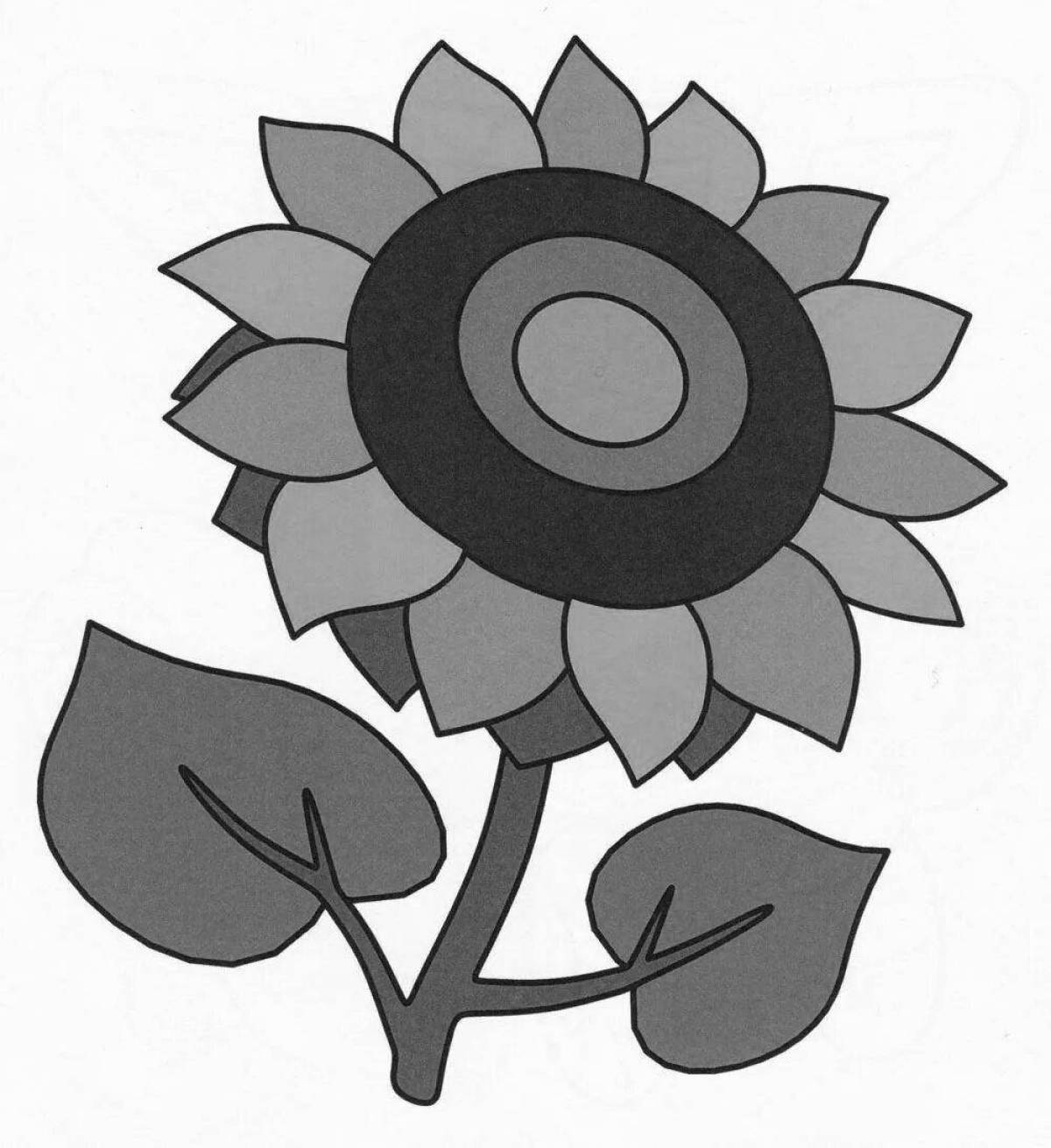 Bright coloring sunflowers for children 2-3 years old