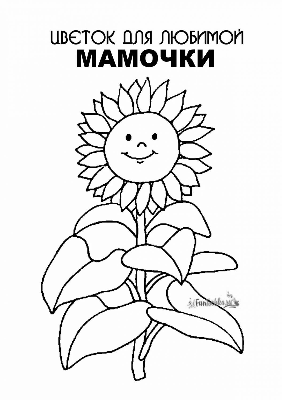 Colourful sunflower coloring book for kids 2-3 years old